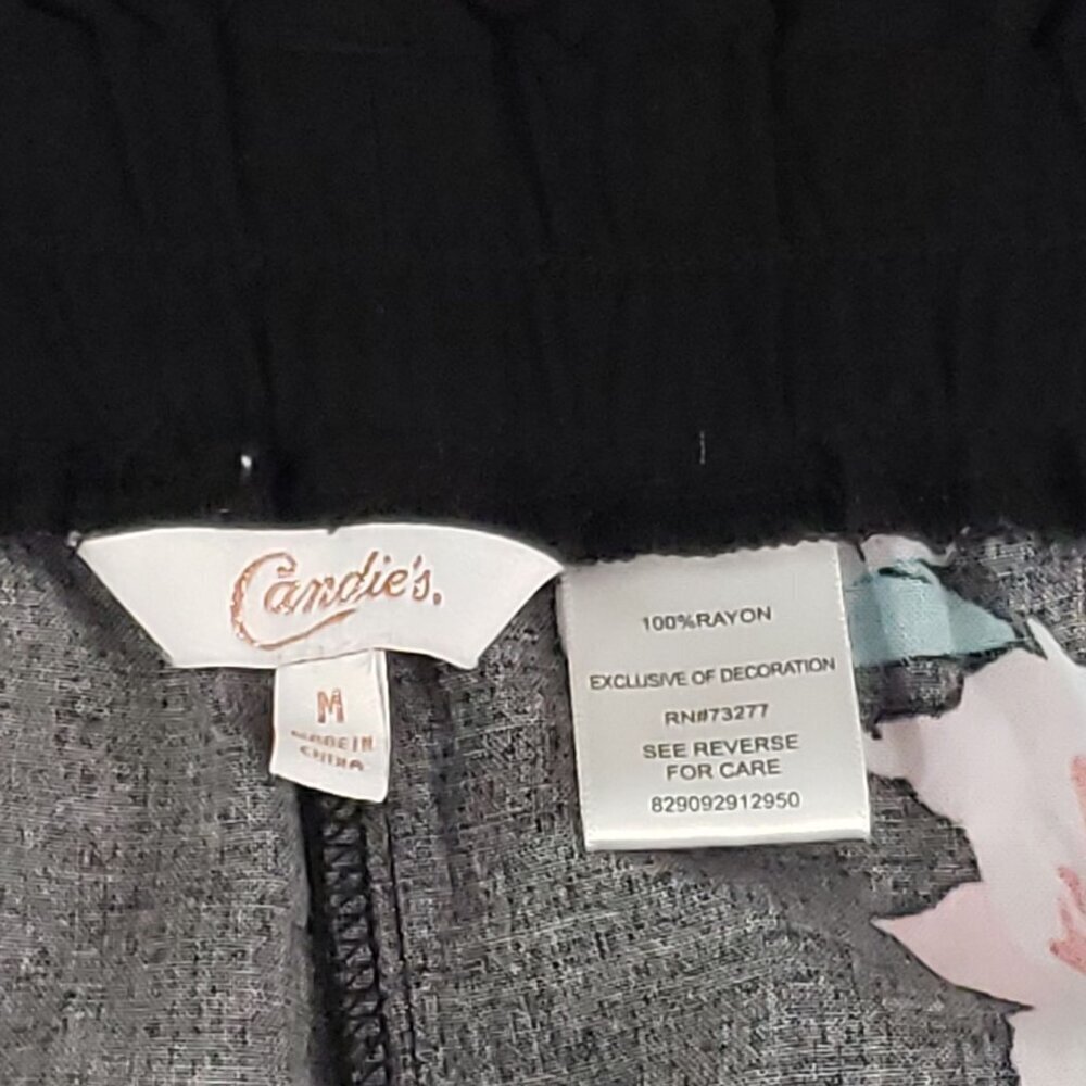 Candie's Women's Black Floral Casual Capri Pants w/Pockets Medium - Picture 2 of 4